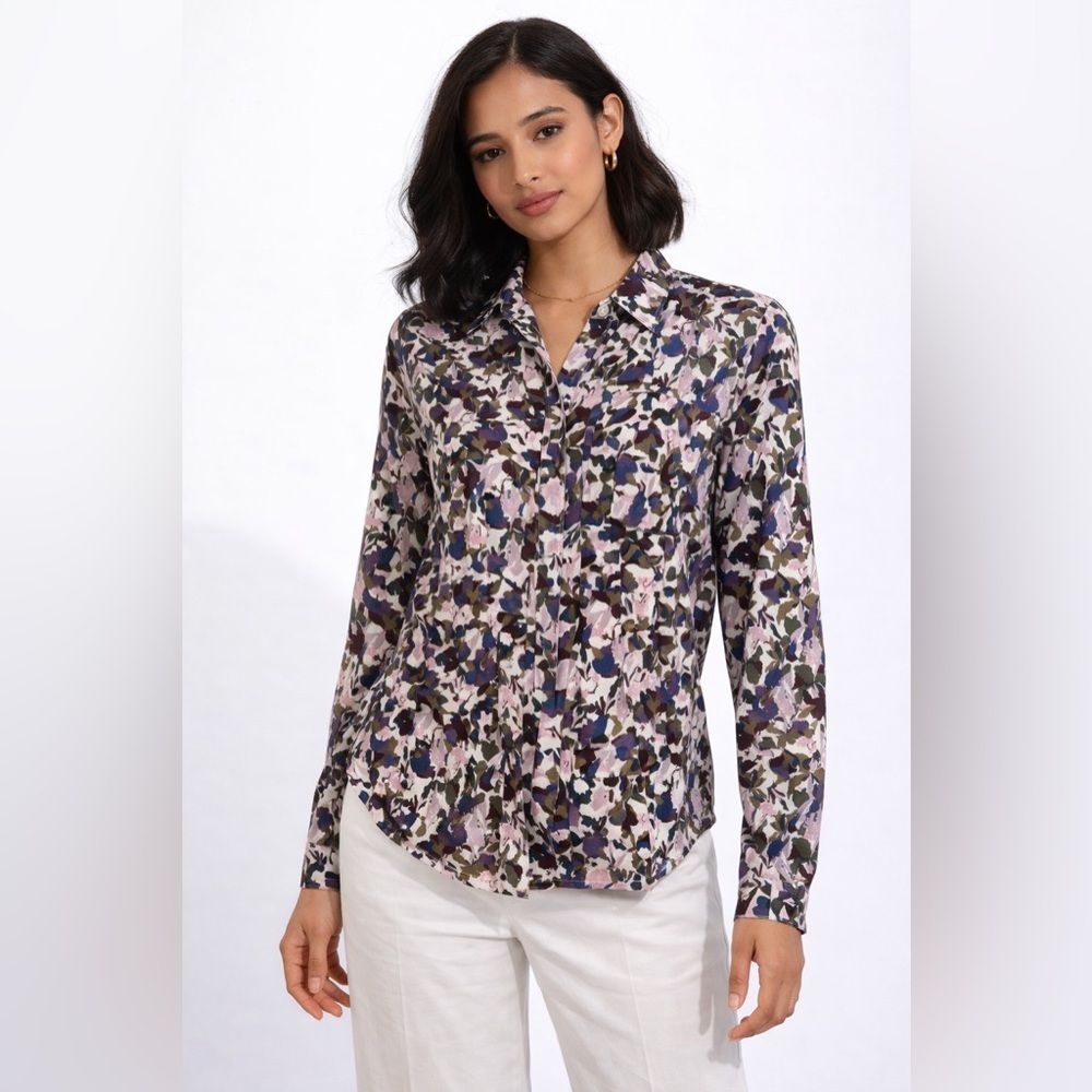 Contemporaine Floral Button Down Shirt Liberty Fabric Cotton Size G/L Blouse